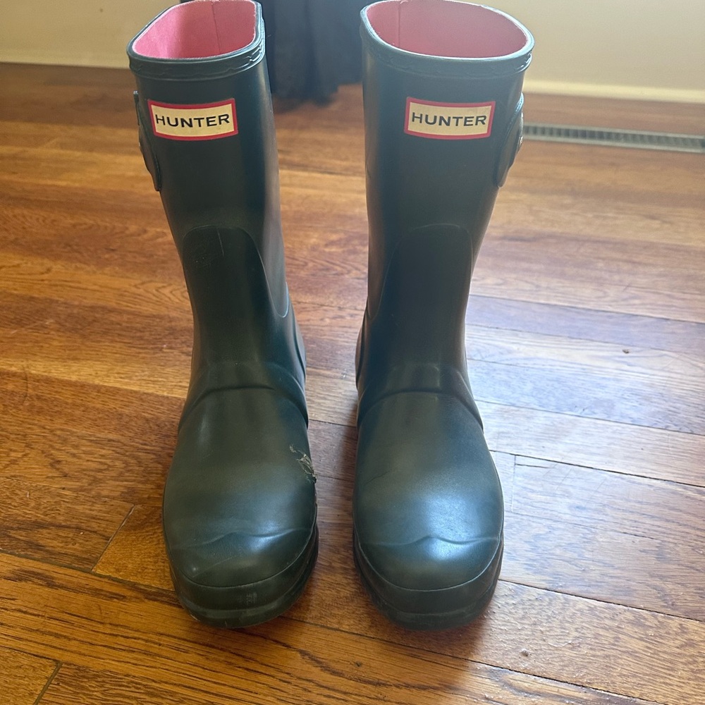 Teal hunter rain boots